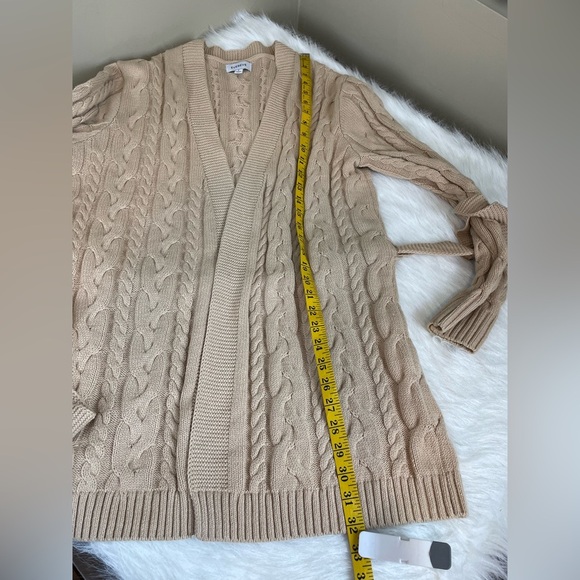 Evereve Juliette Wrap Cable Knit Belted Cardigan Sweater - Tan Small - Picture 10 of 10